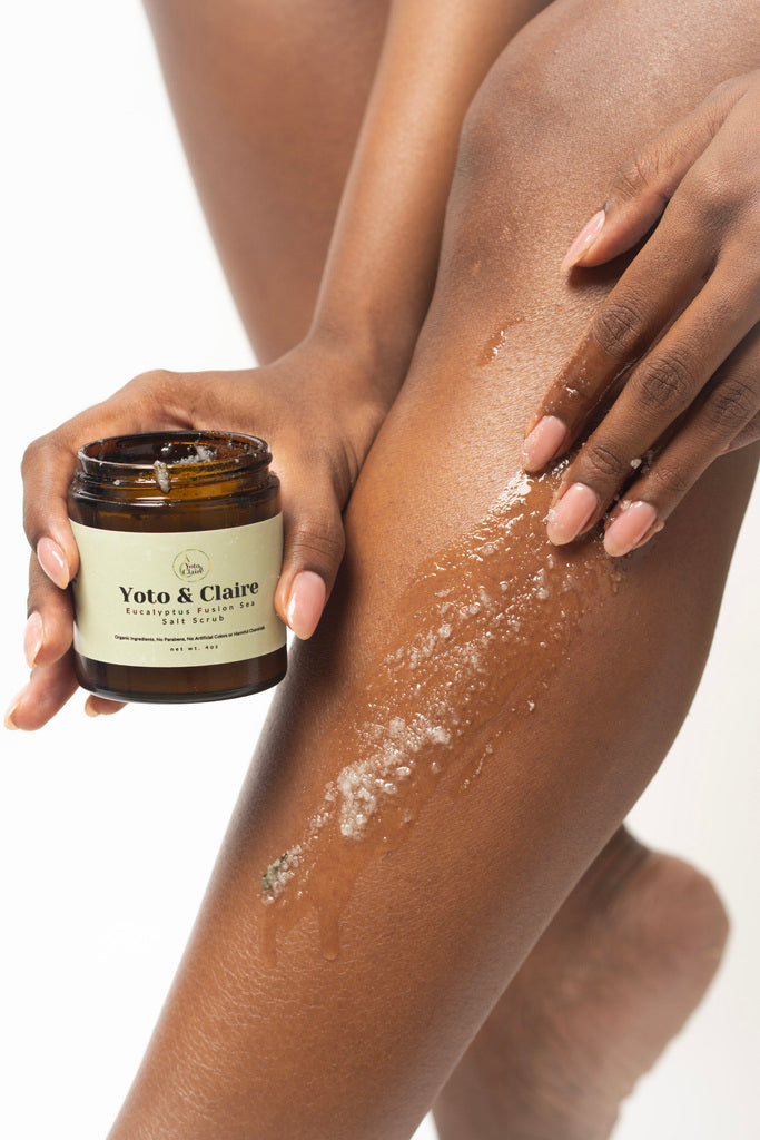 Eucalyptus Fusion Sea Salt Scrub on model